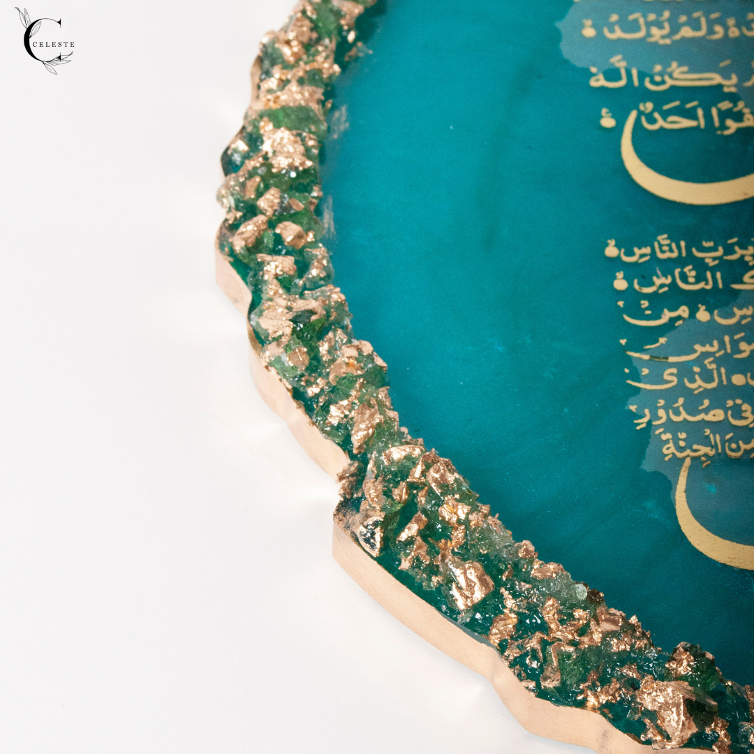Celeste Signature – 4 Qul Plaque in Golden Green