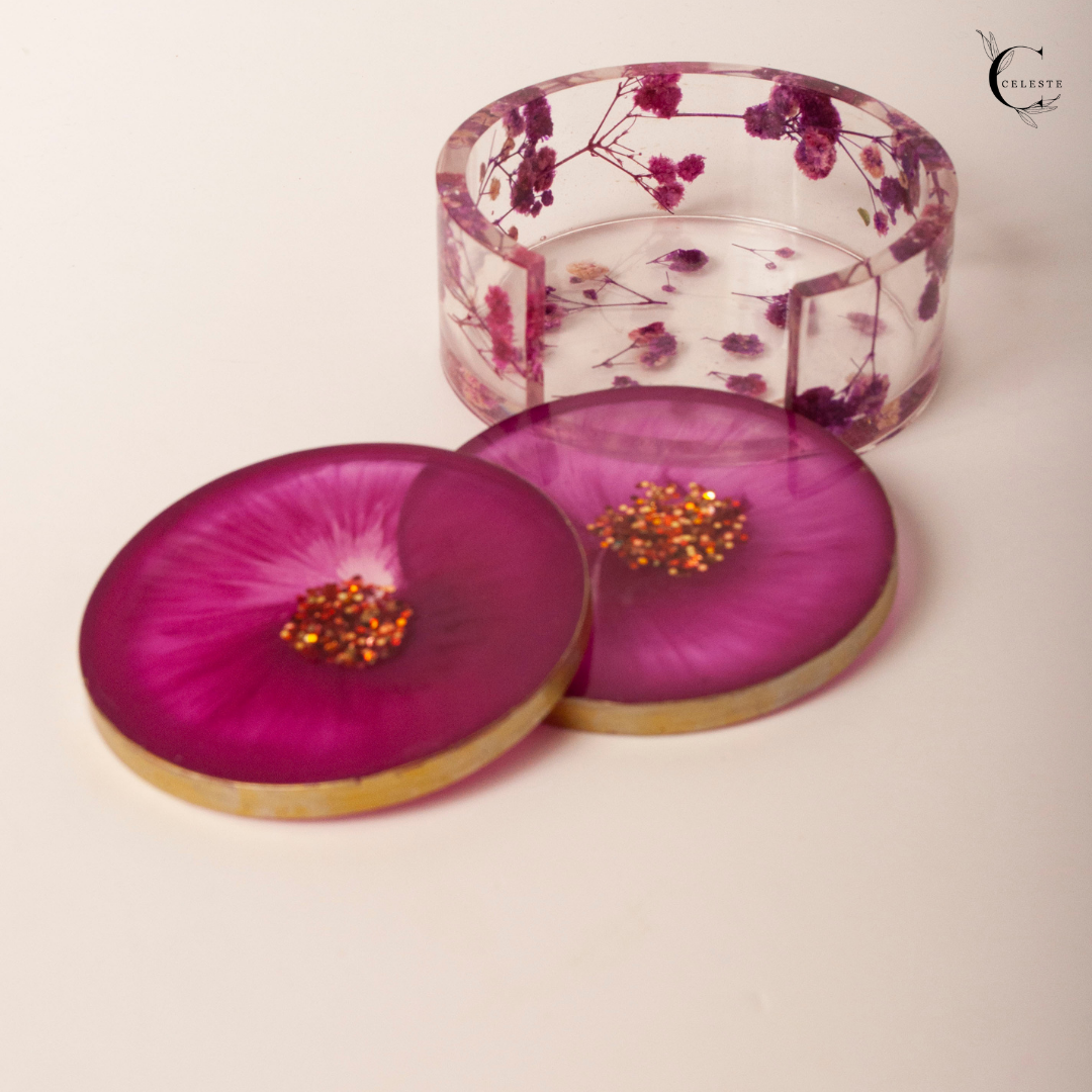 Blossom Jewel Coaster Set β Emerald & Amethyst Edition