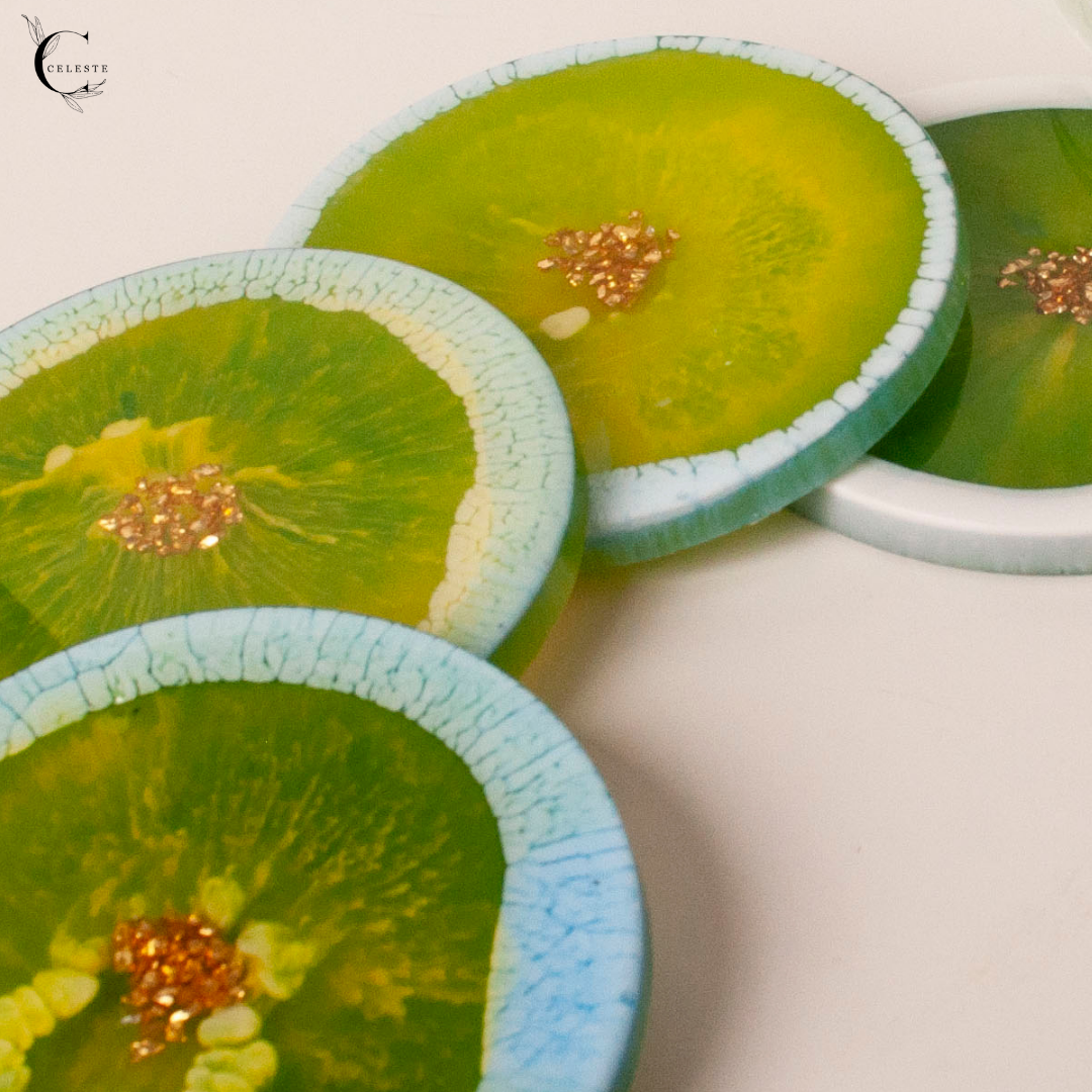 Botanic Bloom Coaster Set – Meadow Green Edition