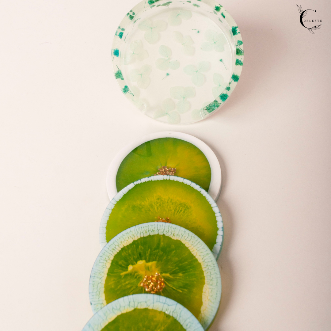 Botanic Bloom Coaster Set – Meadow Green Edition