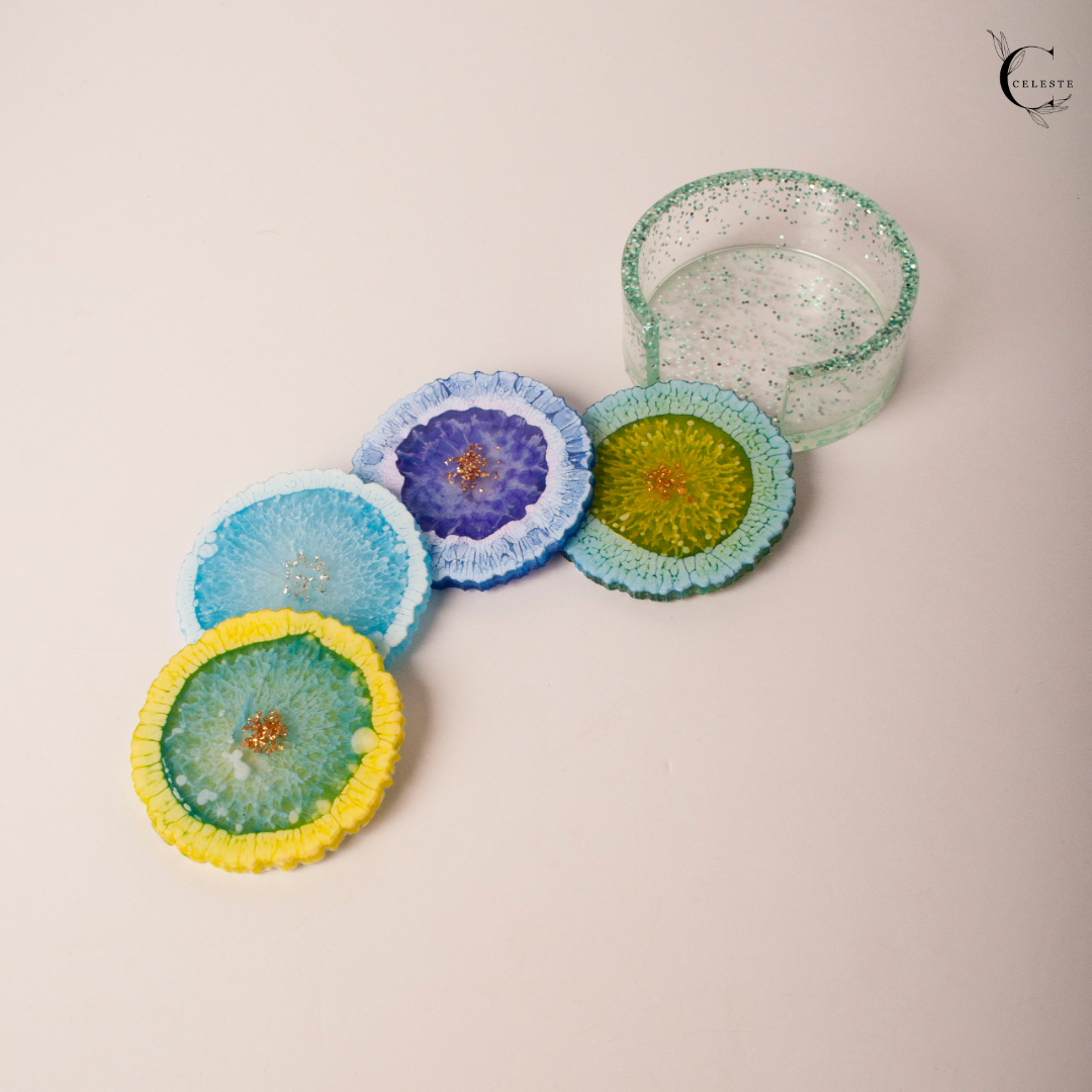Blossom Burst Coaster Set – Multicolor Edition