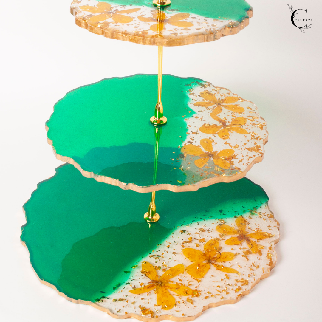 Emerald Bloom 3-Tier Cake Stand