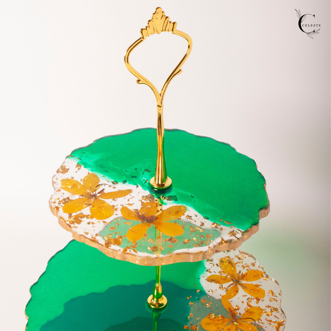 Emerald Bloom 3-Tier Cake Stand