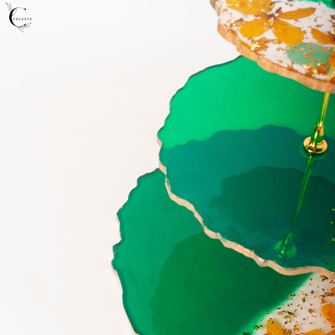 Emerald Bloom 3-Tier Cake Stand