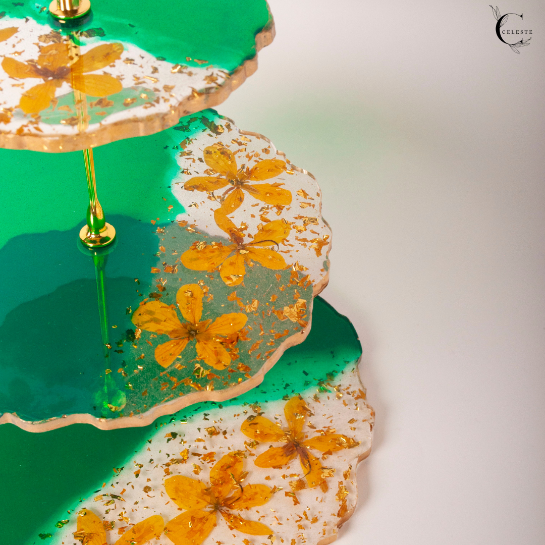 Emerald Bloom 3-Tier Cake Stand
