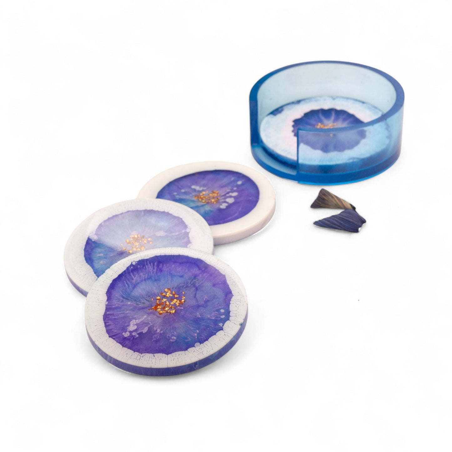 Lavender Bloom Coaster Set – Amethyst & Gold Edition