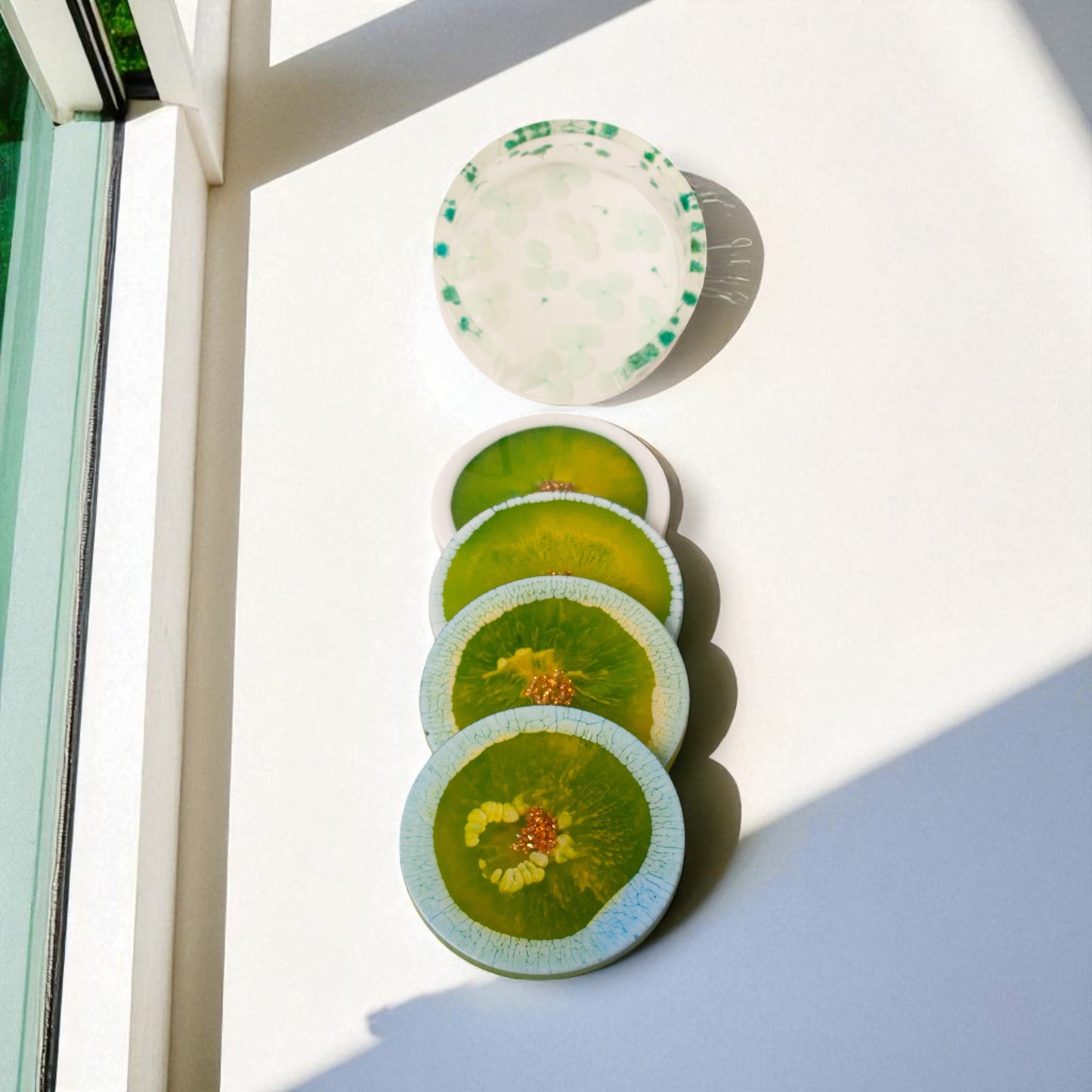 Botanic Bloom Coaster Set – Meadow Green Edition