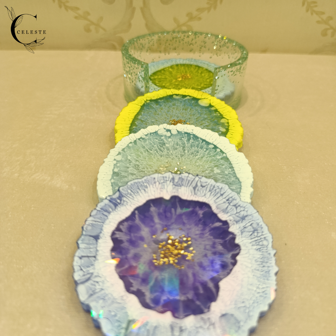 Blossom Burst Coaster Set – Multicolor Edition