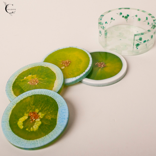 Botanic Bloom Coaster Set – Meadow Green Edition