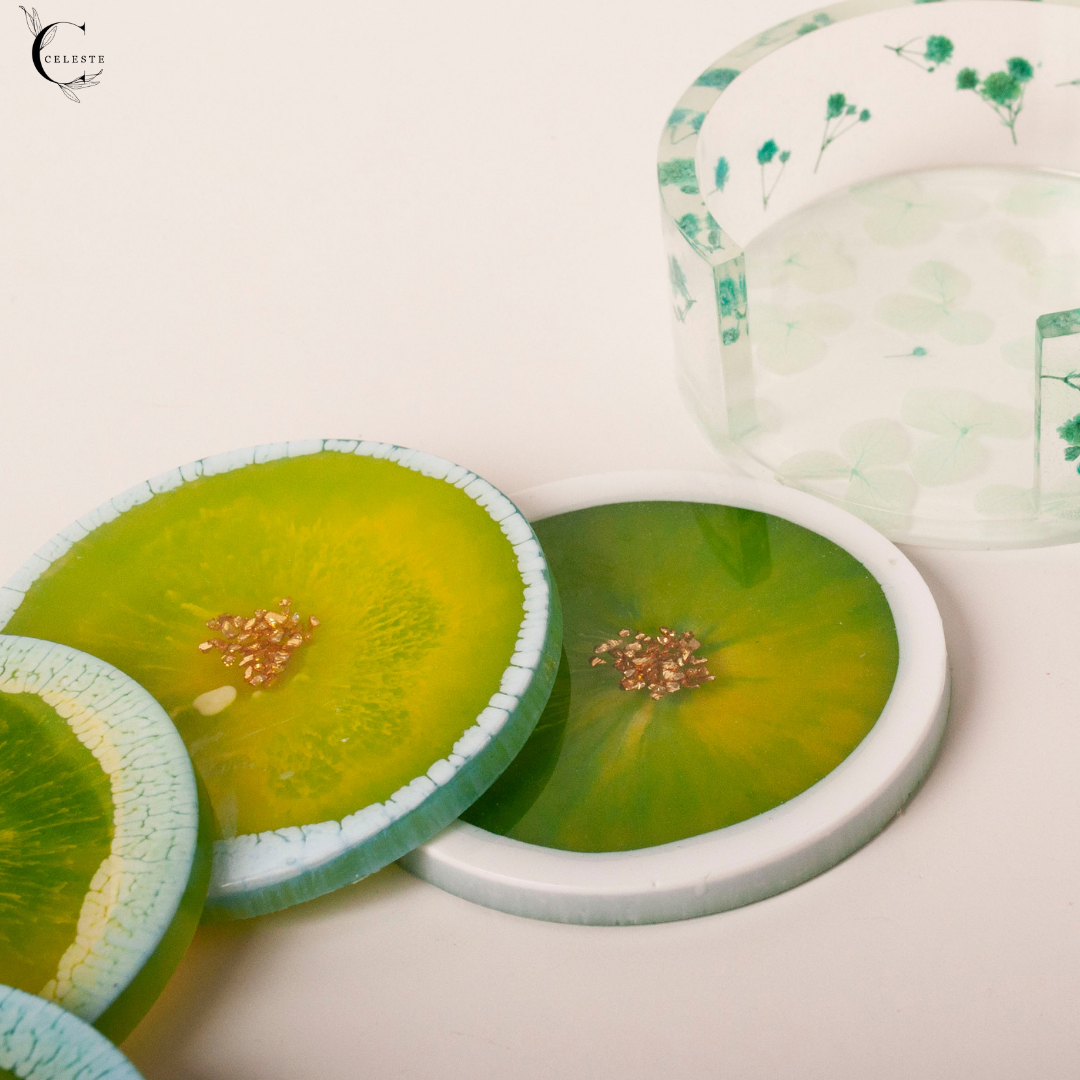 Botanic Bloom Coaster Set – Meadow Green Edition