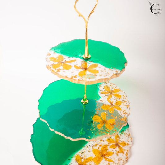 Emerald Bloom 3-Tier Cake Stand