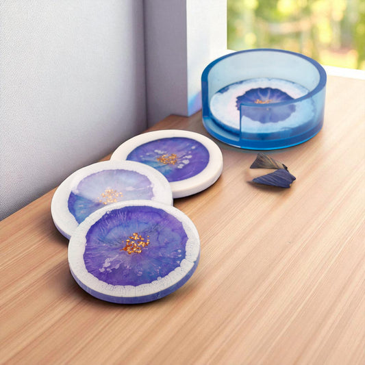 Lavender Bloom Coaster Set – Amethyst & Gold Edition
