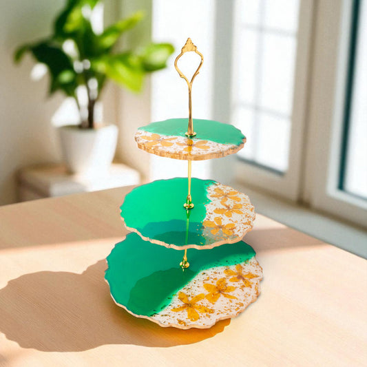 Emerald Bloom 3-Tier Cake Stand